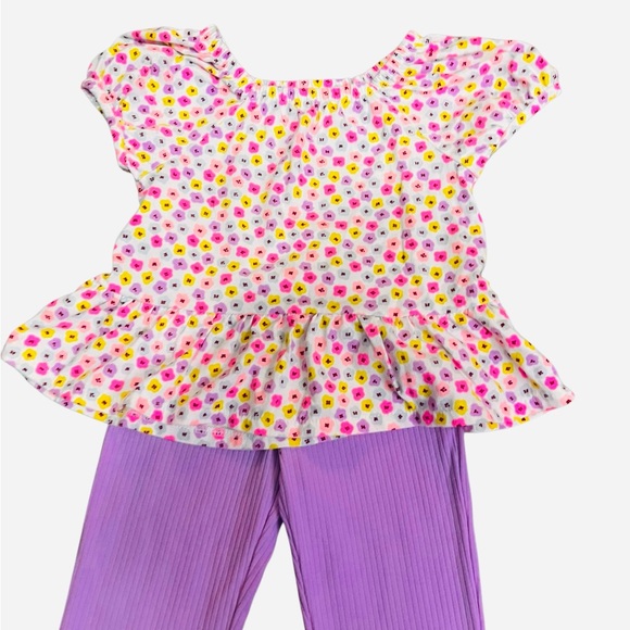 Girls' 4T Cat and Jack Floral Tops and Pants Set - Picture 3 of 6